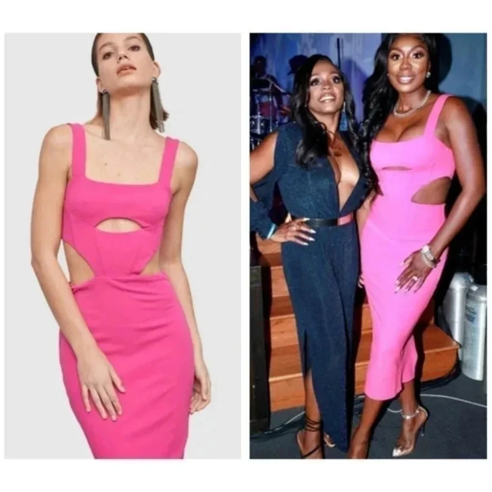 Atoir Pink Cut-Out Midi Dress